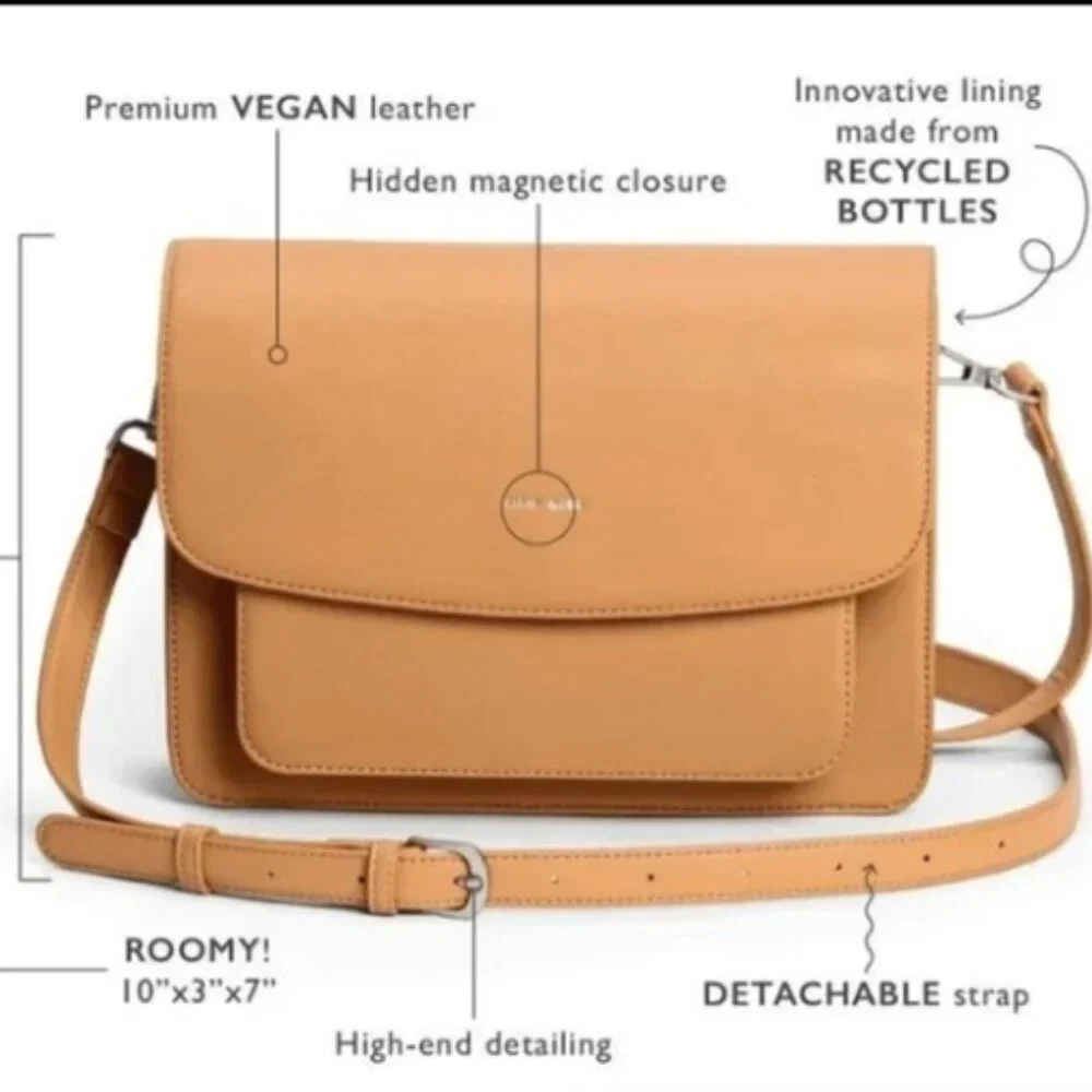 Pixie Mood Vegan Leather Zoe Crossbody Bag Tan Minimalist